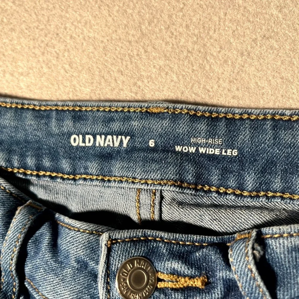 Old Navy Wow Wide Leg Jeans Womens‎ 6 Blue Denim Cotton High Rise Medium Wash